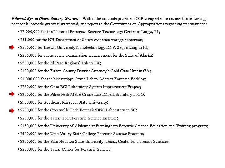 Edward Byrne Discretionary Grants. —Within the amounts provided, OJP is expected to review the