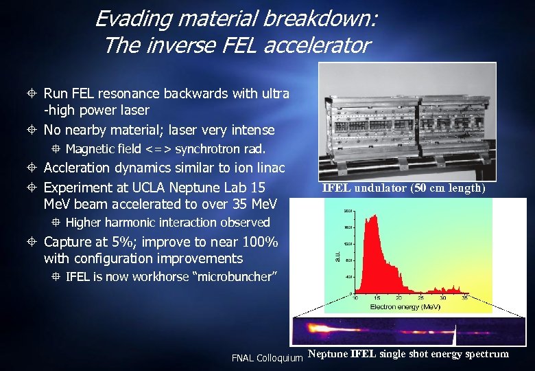Evading material breakdown: The inverse FEL accelerator Run FEL resonance backwards with ultra -high