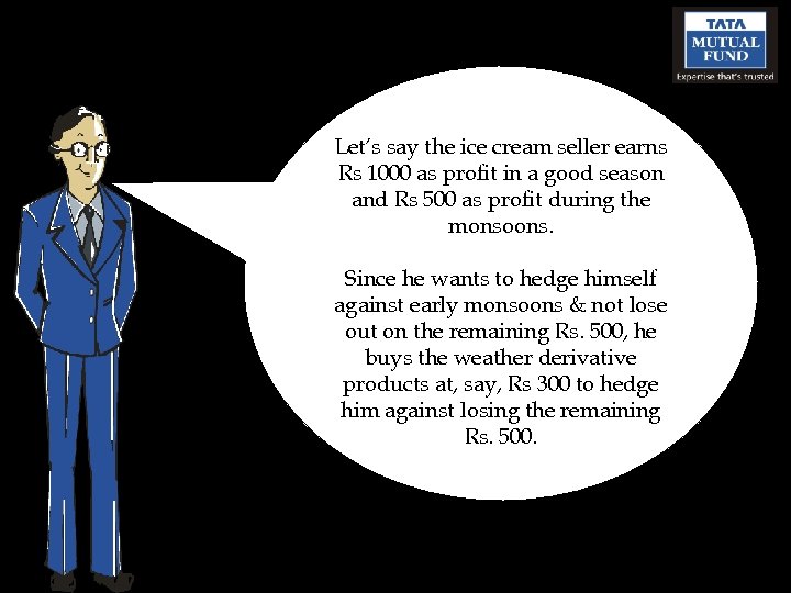 Let’s say the ice cream seller earns Rs 1000 as profit in a good