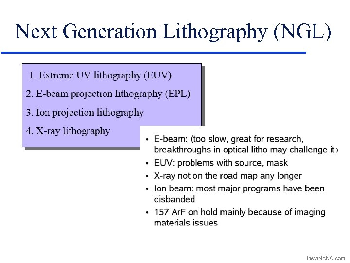 Next Generation Lithography (NGL) Insta. NANO. com 