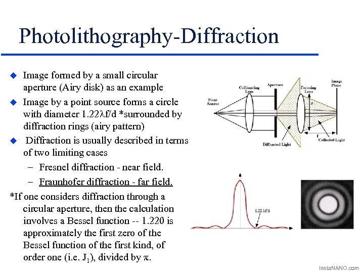 Photolithography-Diffraction Image formed by a small circular aperture (Airy disk) as an example u