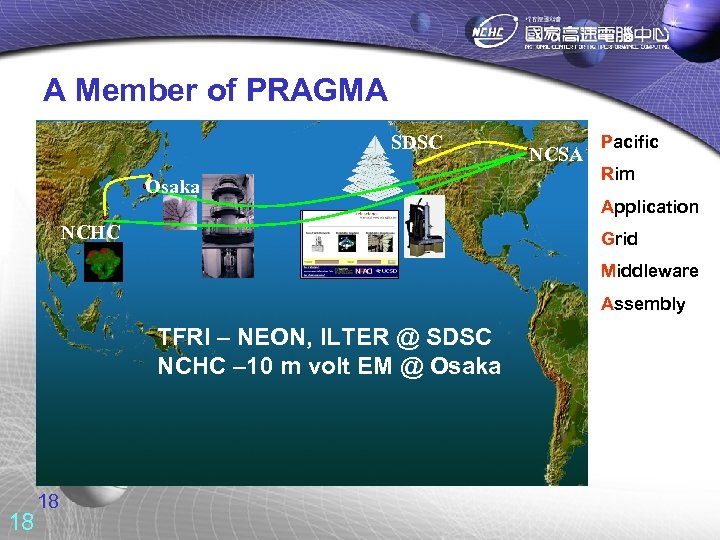 A Member of PRAGMA SDSC Osaka NCHC NCSA Pacific Rim Application Grid Middleware Assembly