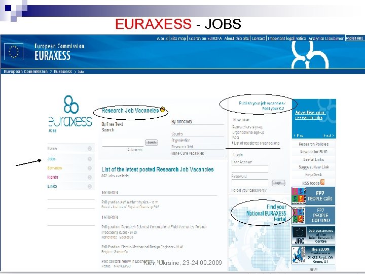 EURAXESS - JOBS Kiev, Ukraine, 23 -24. 09. 2009 