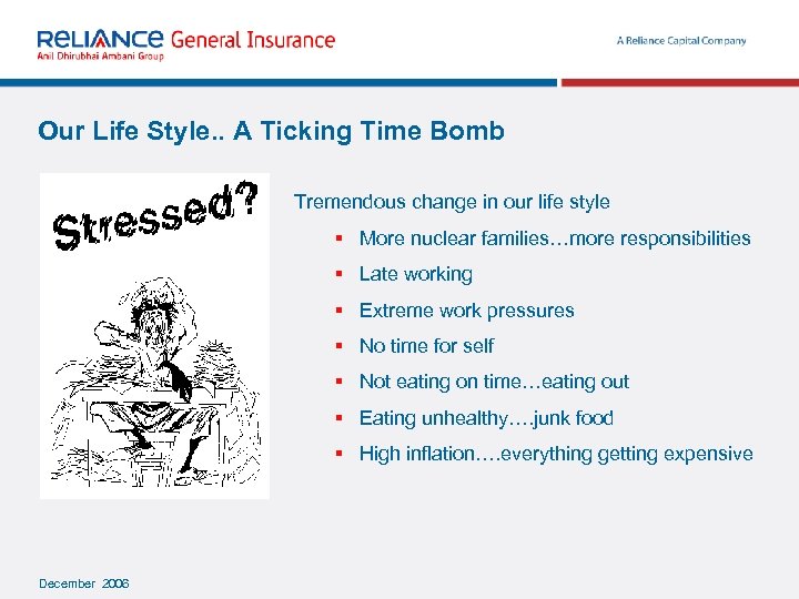 Our Life Style. . A Ticking Time Bomb Tremendous change in our life style