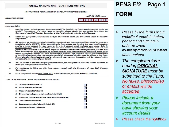 PENS. E/2 – Page 1 FORM Ø Please fill the form for our website