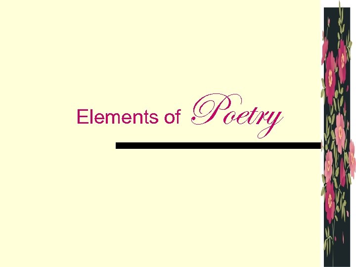 Elements of Poetry 
