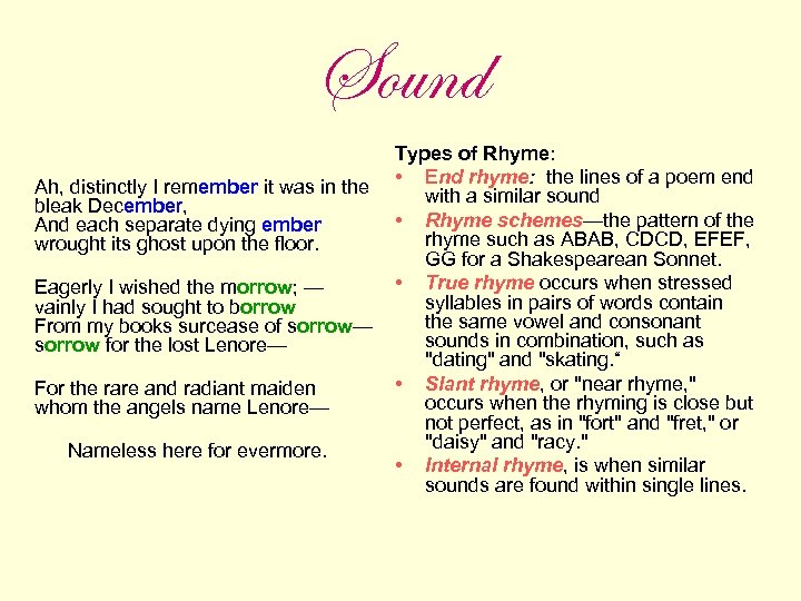 Sound Ah, distinctly I remember it was in the bleak December, And each separate