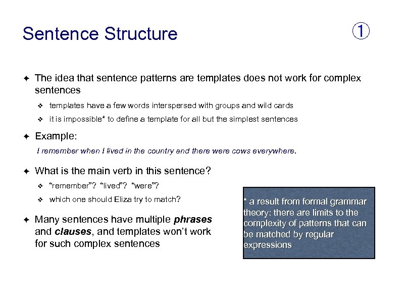 ① Sentence Structure ✦ The idea that sentence patterns are templates does not work