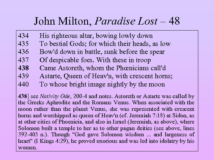 John Milton, Paradise Lost – 48 434 435 436 437 438 439 440 His