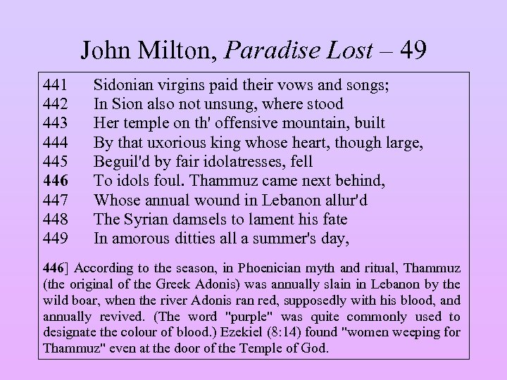 John Milton, Paradise Lost – 49 441 442 443 444 445 446 447 448