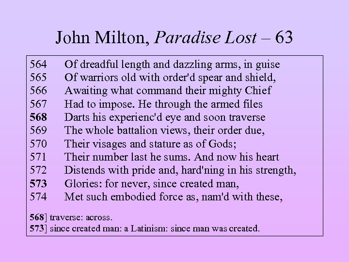 John Milton, Paradise Lost – 63 564 565 566 567 568 569 570 571