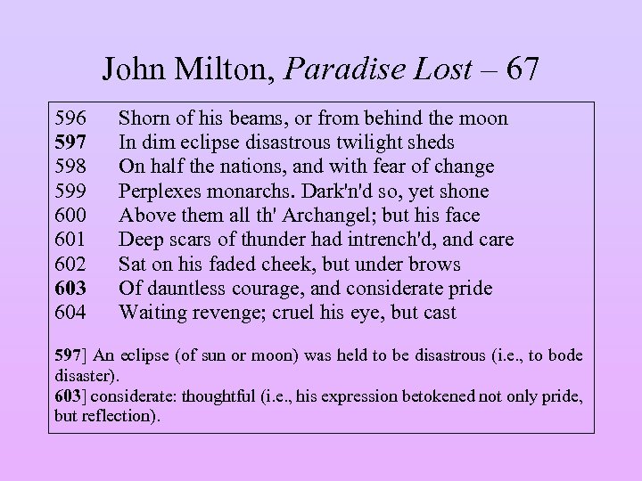 John Milton, Paradise Lost – 67 596 597 598 599 600 601 602 603
