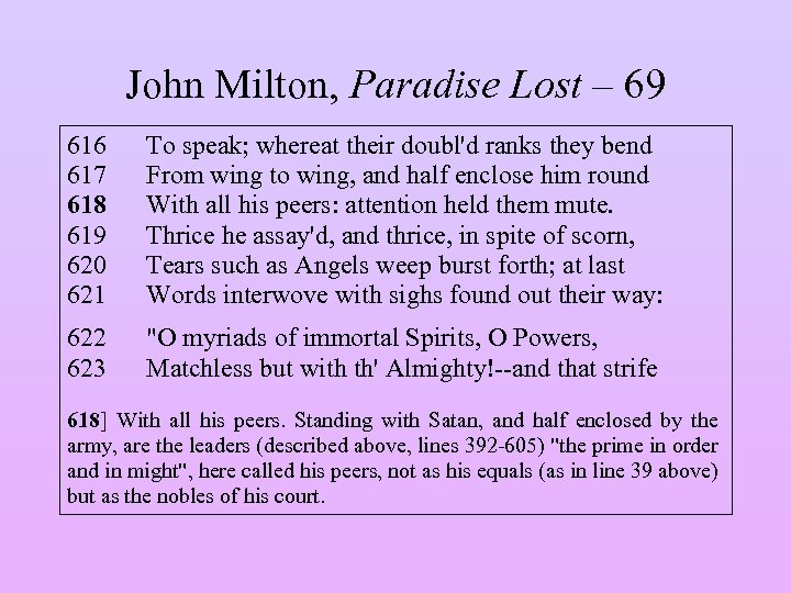 John Milton, Paradise Lost – 69 616 617 618 619 620 621 To speak;