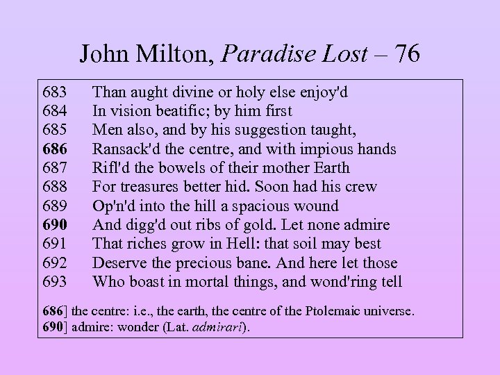 John Milton, Paradise Lost – 76 683 684 685 686 687 688 689 690