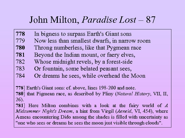 John Milton, Paradise Lost – 87 778 779 780 781 782 783 784 In