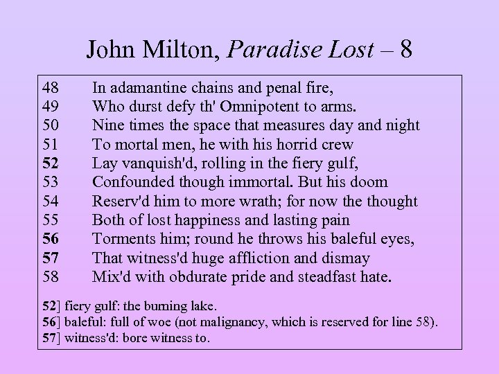 John Milton, Paradise Lost – 8 48 49 50 51 52 53 54 55