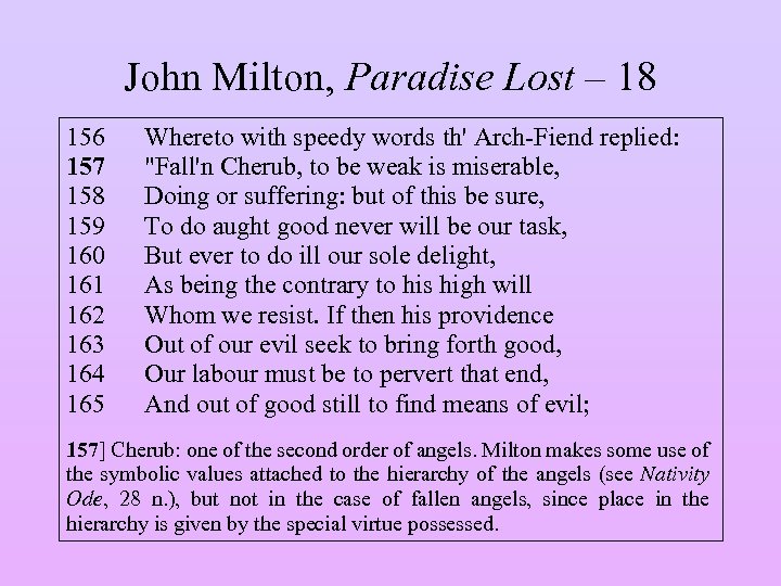 John Milton, Paradise Lost – 18 156 157 158 159 160 161 162 163