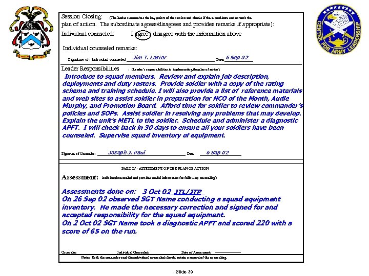 Session Closing: (The leader summarizes the key points of the session and checks if