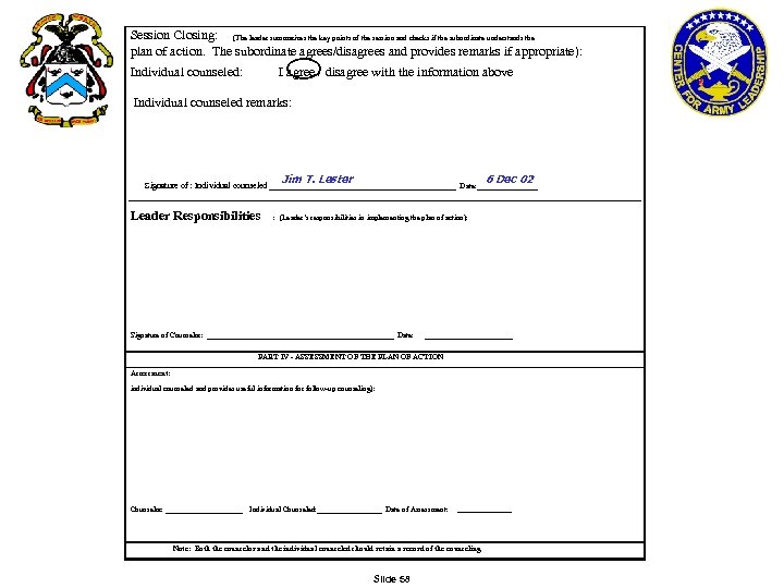 Session Closing: (The leader summarizes the key points of the session and checks if