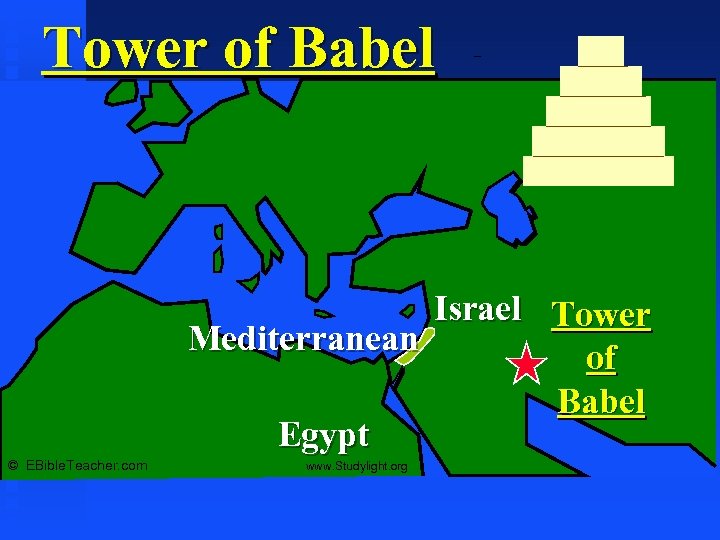 Tower of Babel Israel Tower Mediterranean of Babel Egypt © EBible. Teacher. com www.