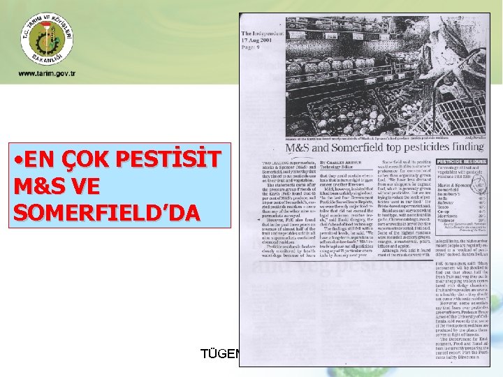  • EN ÇOK PESTİSİT M&S VE SOMERFIELD’DA TÜGEM-ANKARA 16 