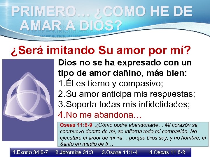 PRIMERO… ¿COMO HE DE AMAR A DIOS? ¿Será imitando Su amor por mí? Dios