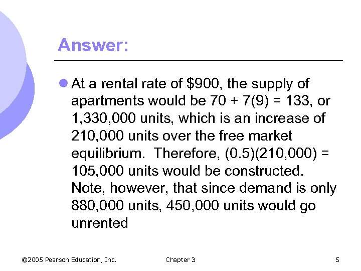 Answer: l At a rental rate of $900, the supply of apartments would be