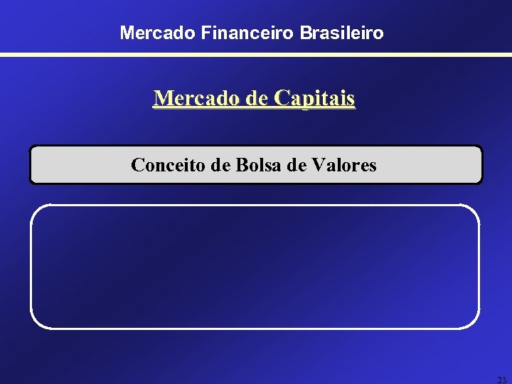 Mercado Financeiro Brasileiro Mercado de Capitais Conceito de Bolsa de Valores 23 