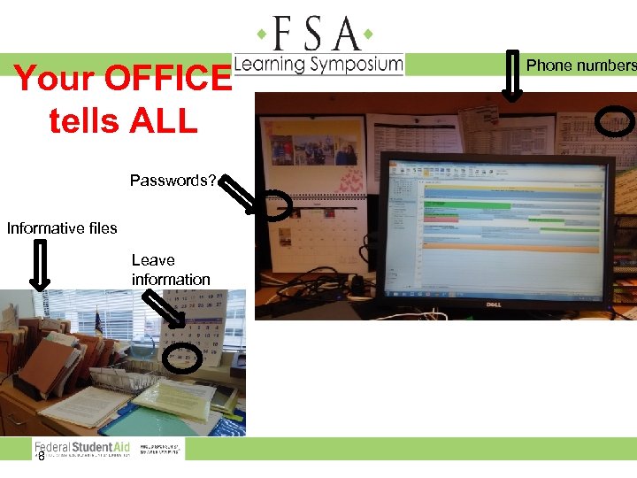 Your OFFICE tells ALL Passwords? Informative files Leave information 8 Phone numbers 