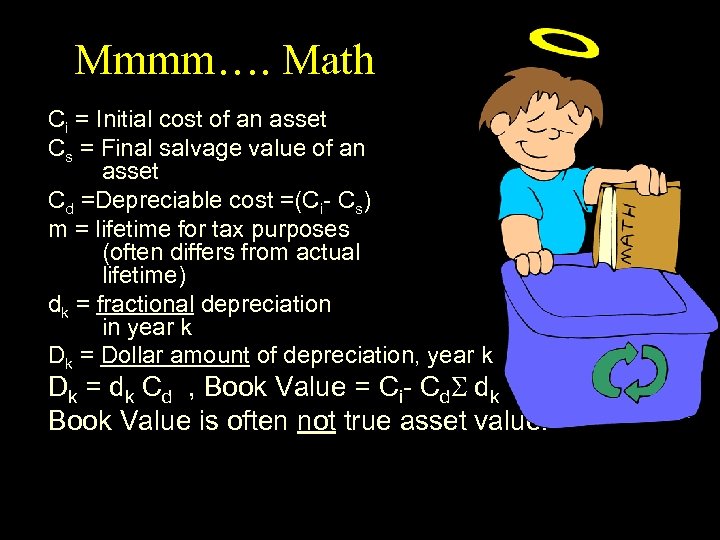 Mmmm…. Math Ci = Initial cost of an asset Cs = Final salvage value