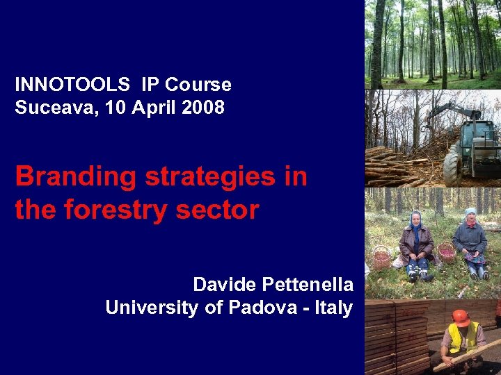 INNOTOOLS IP Course Suceava, 10 April 2008 Branding strategies in the forestry sector Davide