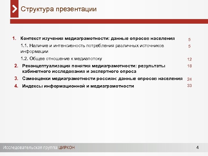 Структура презентации 1. Контекст изучения медиаграмотности: данные опросов населения 5 1. 1. Наличие и