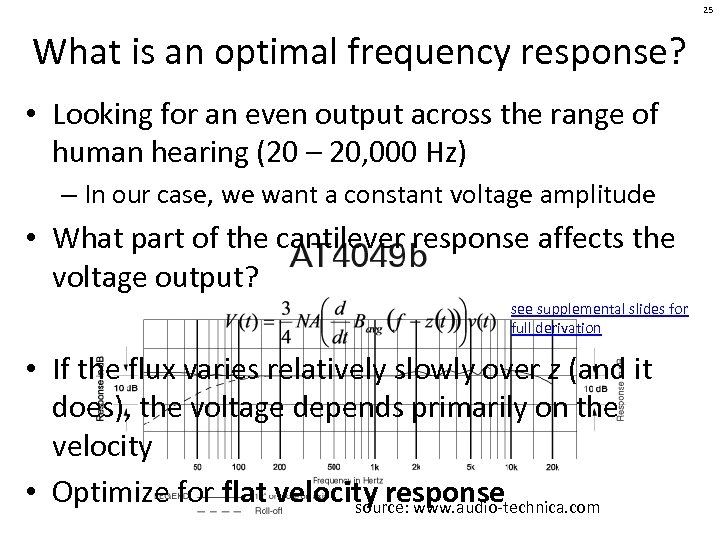 25 What is an optimal frequency response? • Looking for an even output across