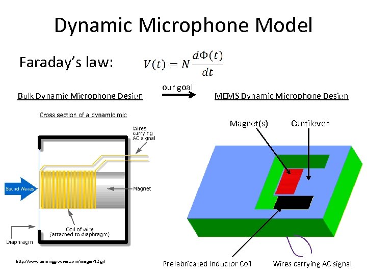 Dynamic Microphone Model Faraday’s law: Bulk Dynamic Microphone Design our goal MEMS Dynamic Microphone
