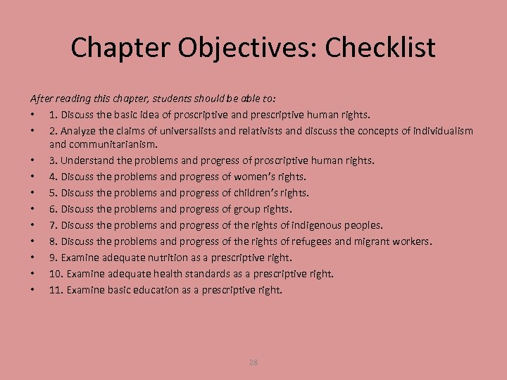 Chapter Objectives: Checklist After reading this chapter, students should be able to: • 1.