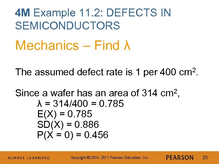 4 M Example 11. 2: DEFECTS IN SEMICONDUCTORS Mechanics – Find λ The assumed