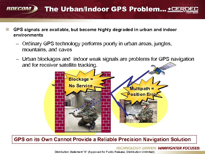 The Urban/Indoor GPS Problem… n GPS signals are available, but become highly degraded in