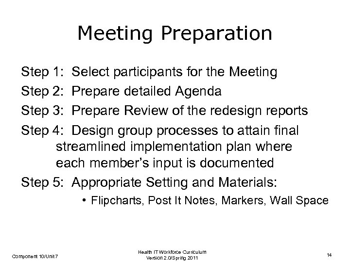 Meeting Preparation Step 1: Select participants for the Meeting Step 2: Prepare detailed Agenda