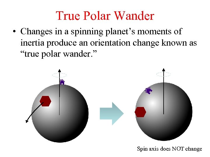 True Polar Wander • Changes in a spinning planet’s moments of inertia produce an