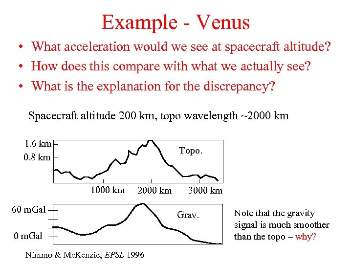 Example - Venus • What acceleration would we see at spacecraft altitude? • How