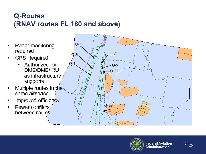 Q-Routes (RNAV routes FL 180 and above) • • • Radar monitoring required GPS