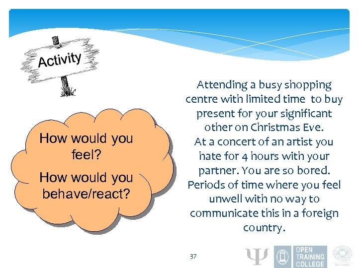 How would you feel? How would you behave/react? Attending a busy shopping centre with