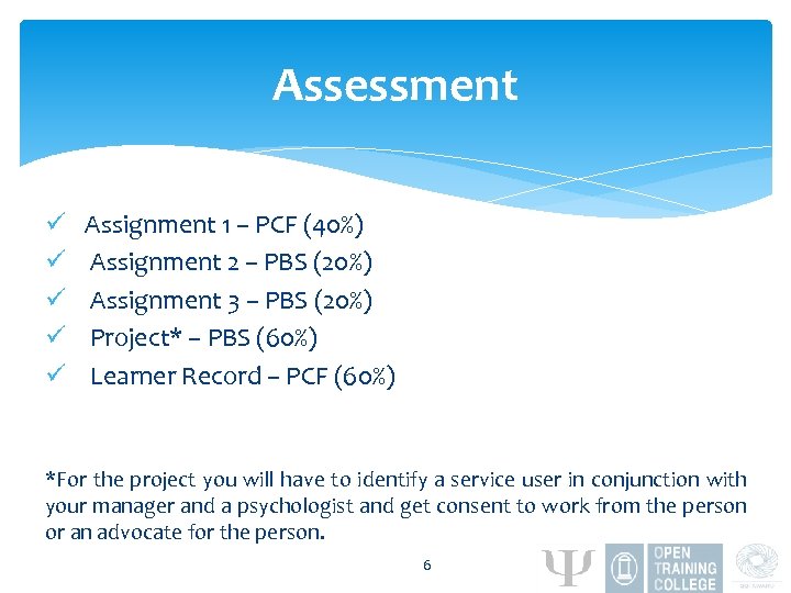 Assessment ü ü ü Assignment 1 – PCF (40%) Assignment 2 – PBS (20%)