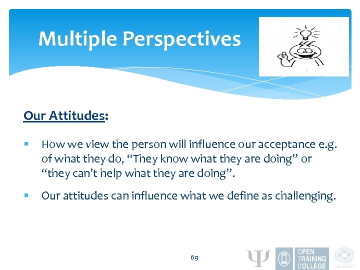 Multiple Perspectives Our Attitudes: § How we view the person will influence our acceptance