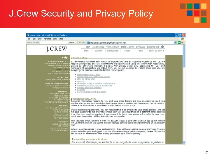 J. Crew Security and Privacy Policy 17 