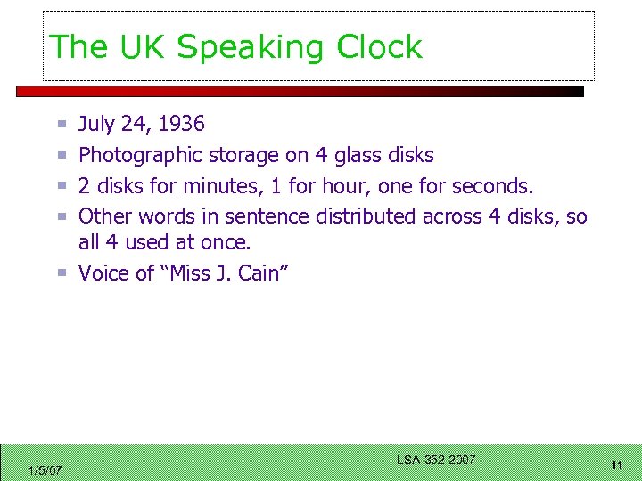 The UK Speaking Clock July 24, 1936 Photographic storage on 4 glass disks 2