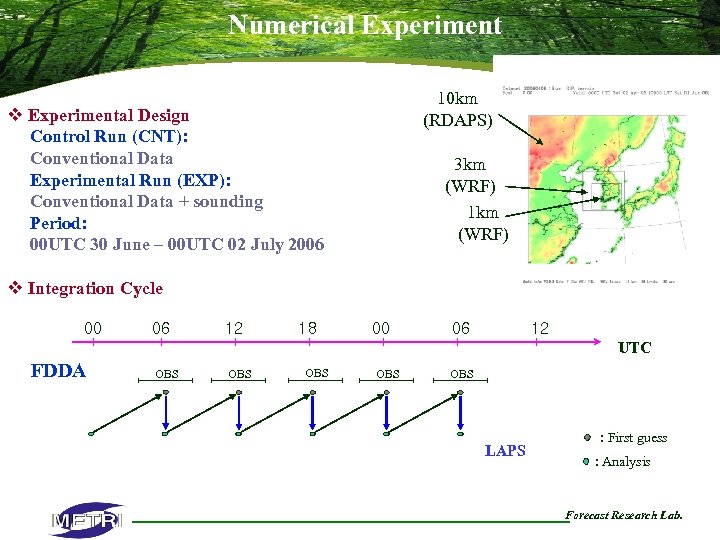 Numerical Experiment 10 km (RDAPS) v Experimental Design Control Run (CNT): Conventional Data Experimental