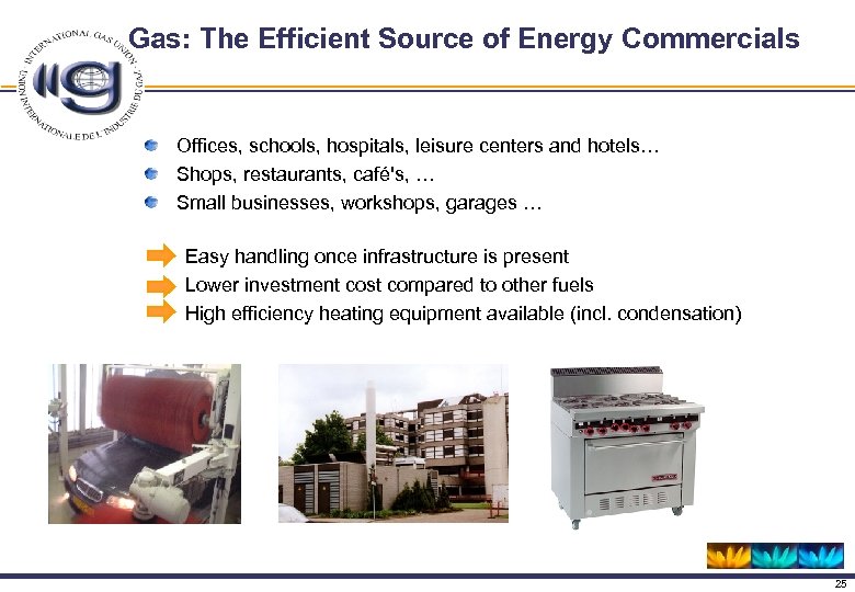 Gas: The Efficient Source of Energy Commercials Offices, schools, hospitals, leisure centers and hotels…