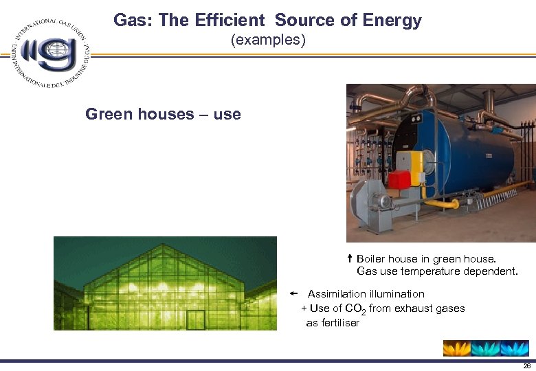 Gas: The Efficient Source of Energy (examples) Green houses – use Boiler house in