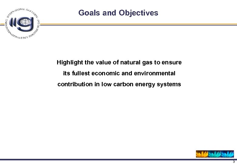 Goals and Objectives Highlight the value of natural gas to ensure its fullest economic